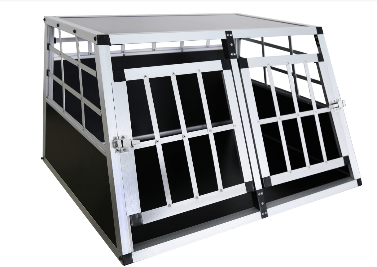 Alu tube dog cage with double door